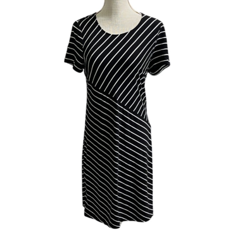 Chico’s Spliced Stripe A-Line Dress - Black/White - Size 0 - US 4-6 - Picture 2 of 9